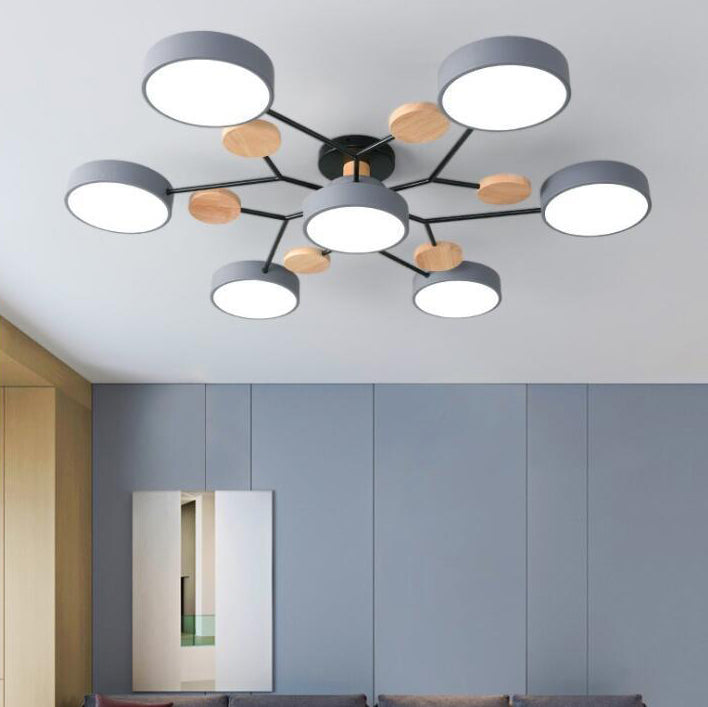 Lámpara de techo semiencastrada LED de diseño moderno nórdico con rama de molécula redonda