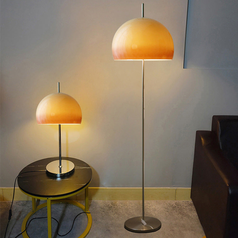 Lámpara de pie moderna retro de vidrio con forma de hongo para sala de estar