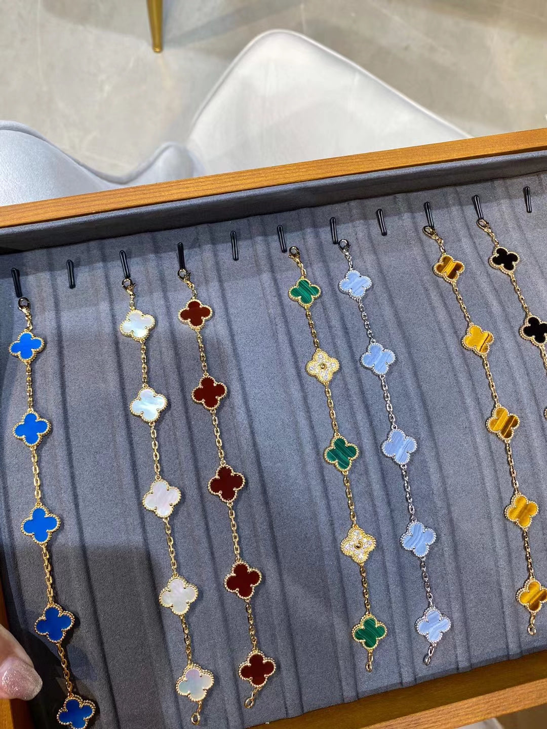 Pulsera de hoja de trébol – Plata 925, chapado en oro de 18k