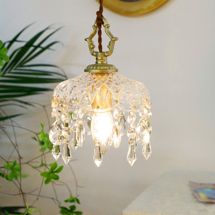 Vintage blomster krystall anheng lys
