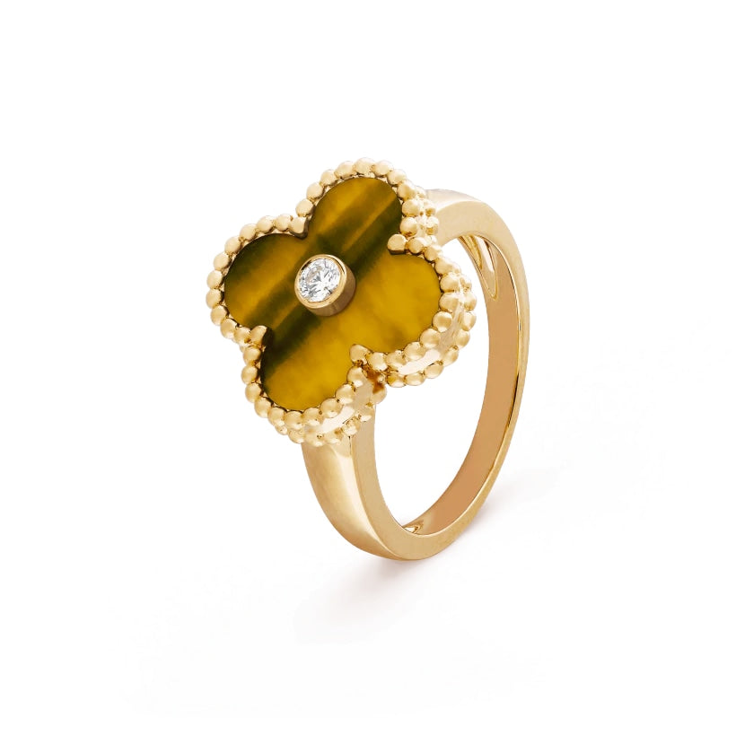 Clover Leaf Ring,925 Silver, 18k Gold Plated