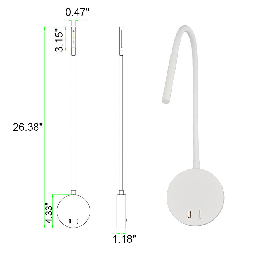 Lágmarks USB endurhlaðanlegur sílikon spotljós LED lesveggljósalampar