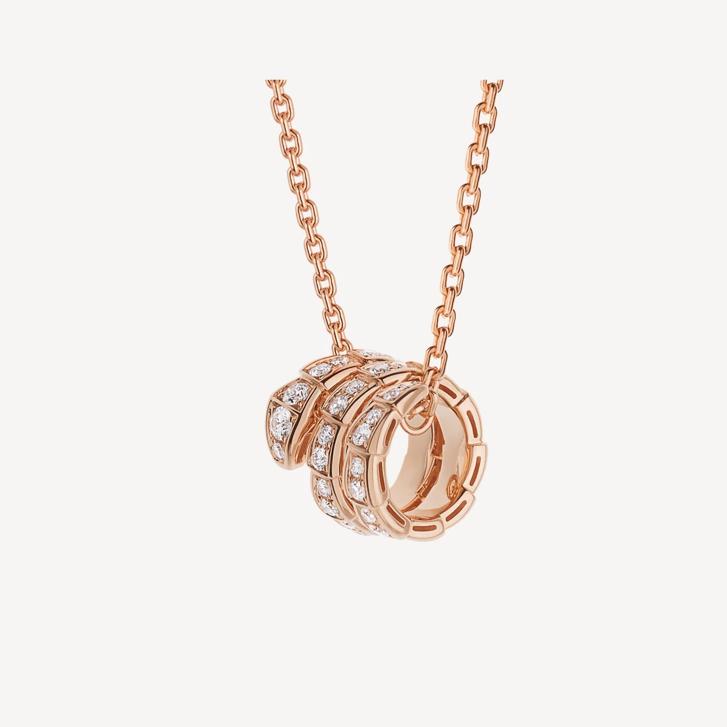 Serpenti Necklace Rose Gold Cubic Zircon Pave