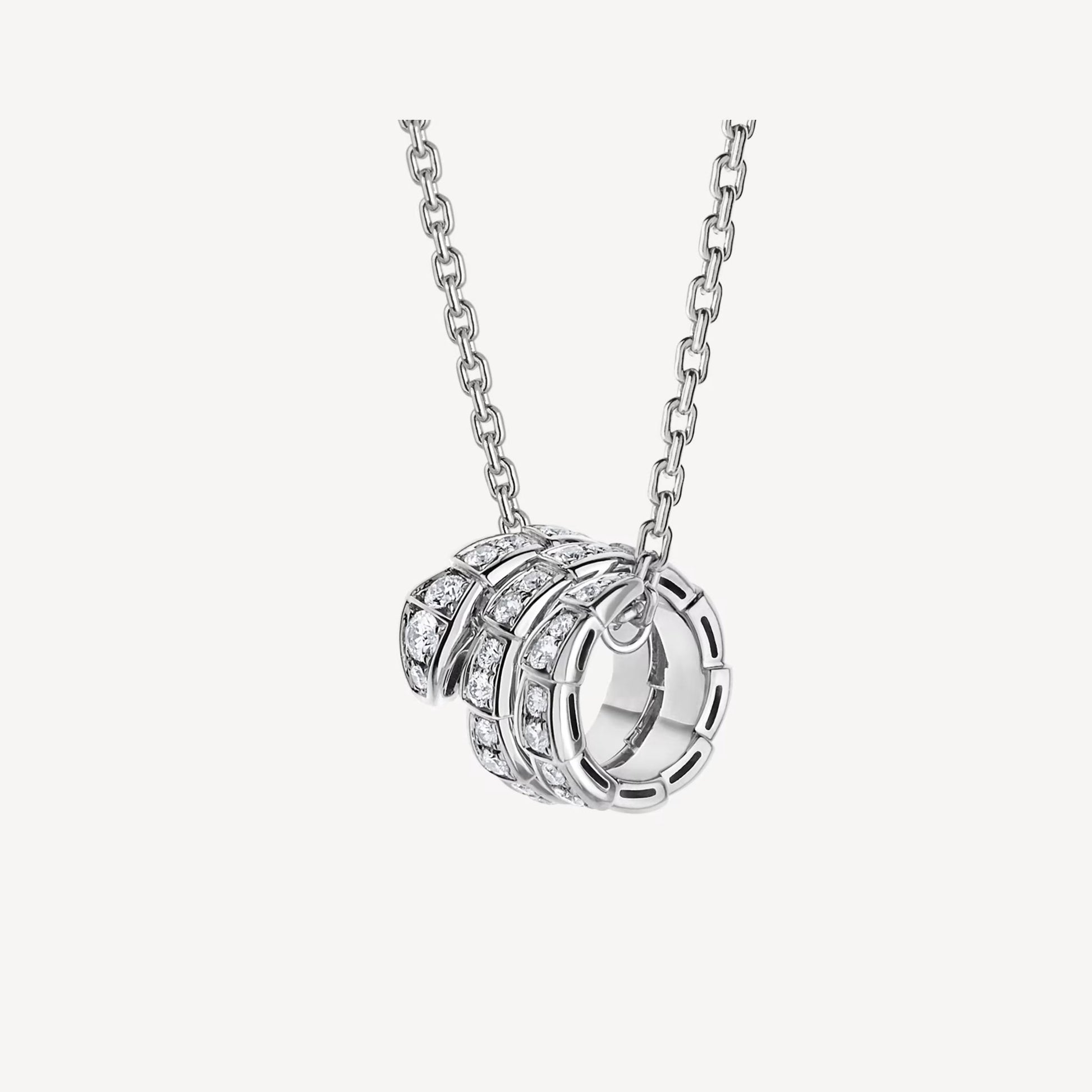 Serpenti Necklace White Gold Cubic Zircon Pave