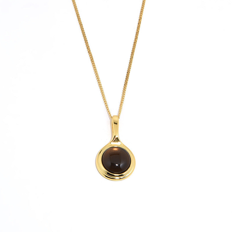 Clytia Love Natural Tea Crystal Long Necklace,925 Silver, 18k Gold Plated
