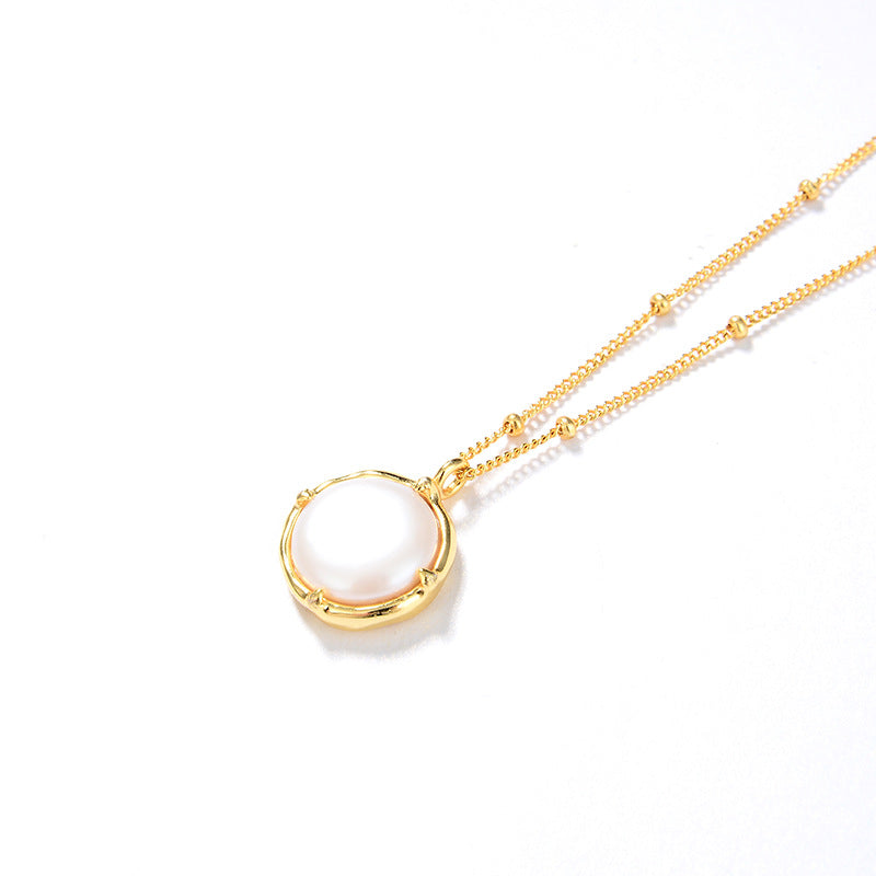 Baroque Button Pearl Necklace,925 Silver, 18k Gold Plated