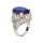 Anillo Royal Sapphire, chapado en oro de 18K con circonita cúbica