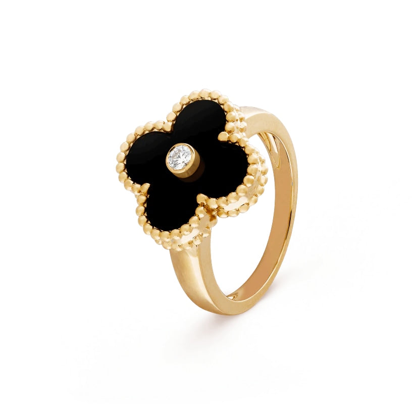 Clover Leaf Ring,925 Silver, 18k Gold Plated