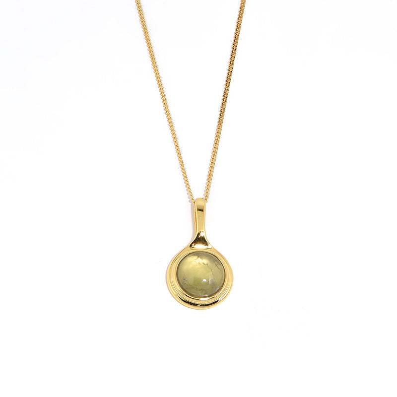 Clytia Love Natural Grape Stone Long Necklace,925 Silver, 18k Gold Plated