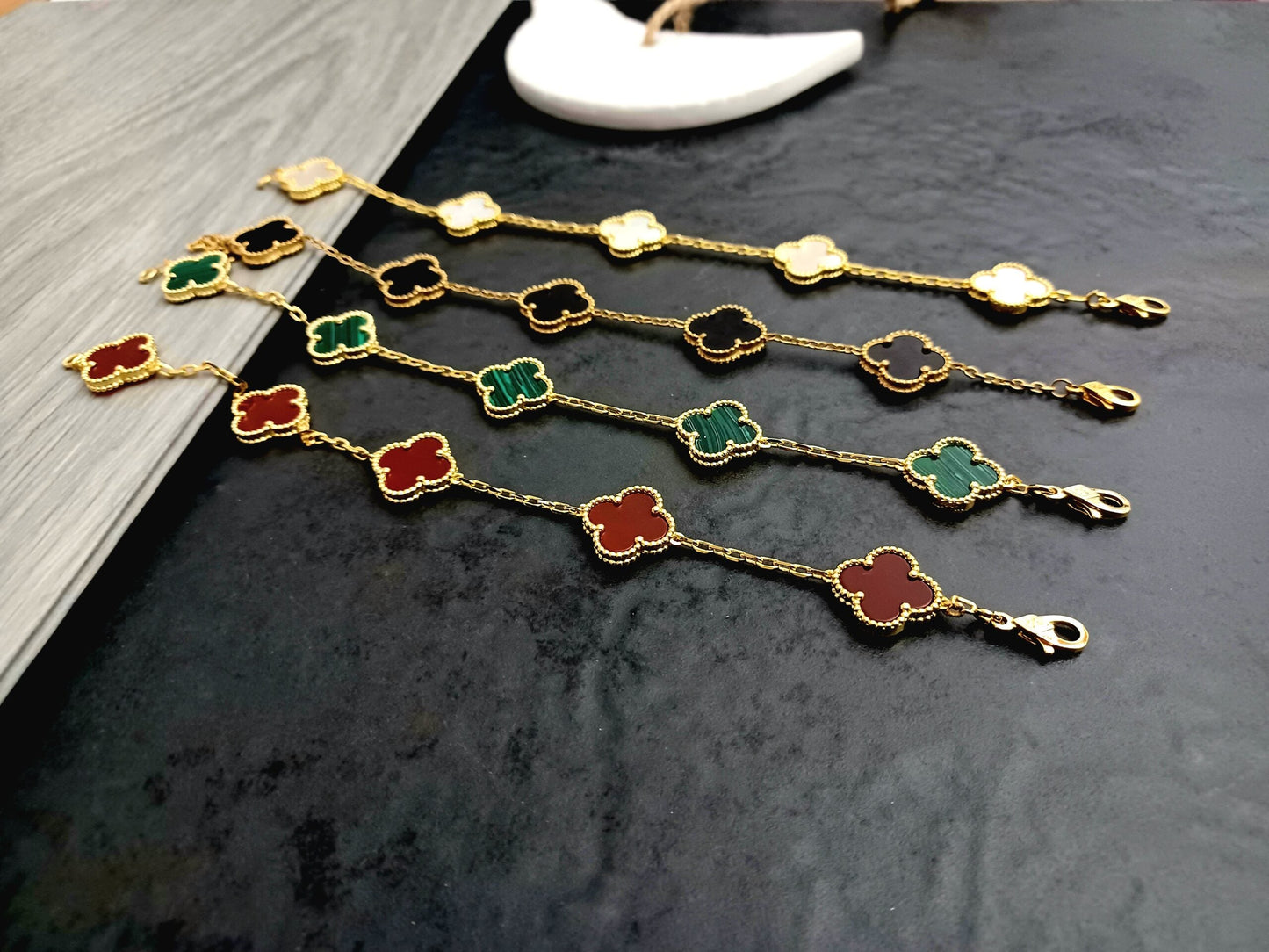 925 Sterling Silver Black Clover Bracelet