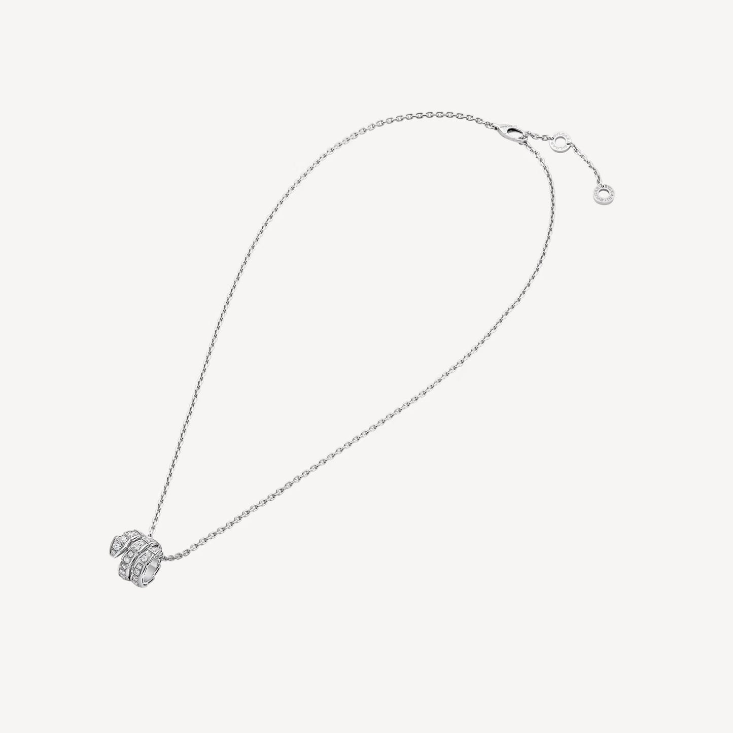 Serpenti Necklace, 925 Silver, 18K White Gold Plated, Cubic Zircon Pave