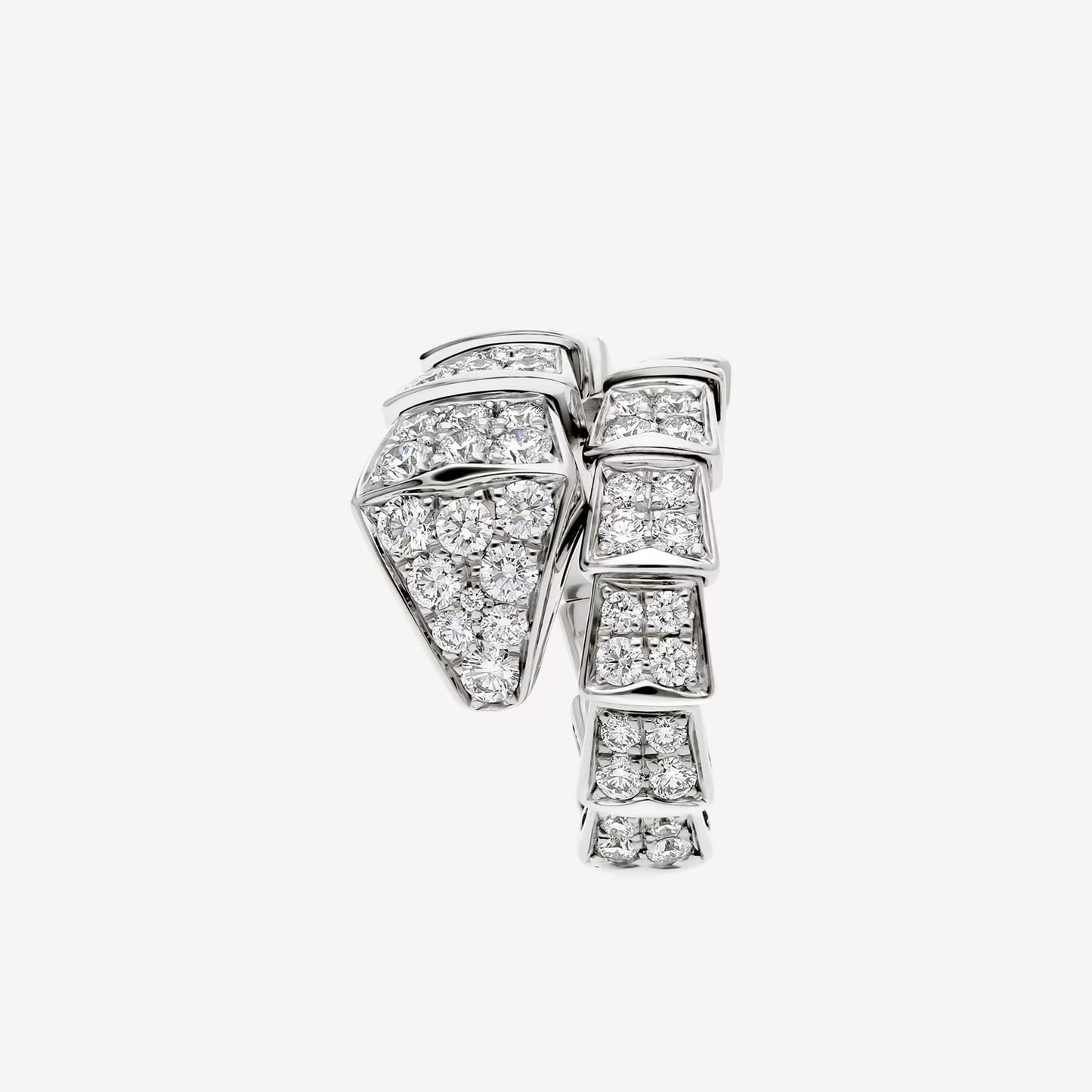 Clytia Love Serpenti Ring,V Gold,18k White Gold Plated,Cubic Zircon Paved