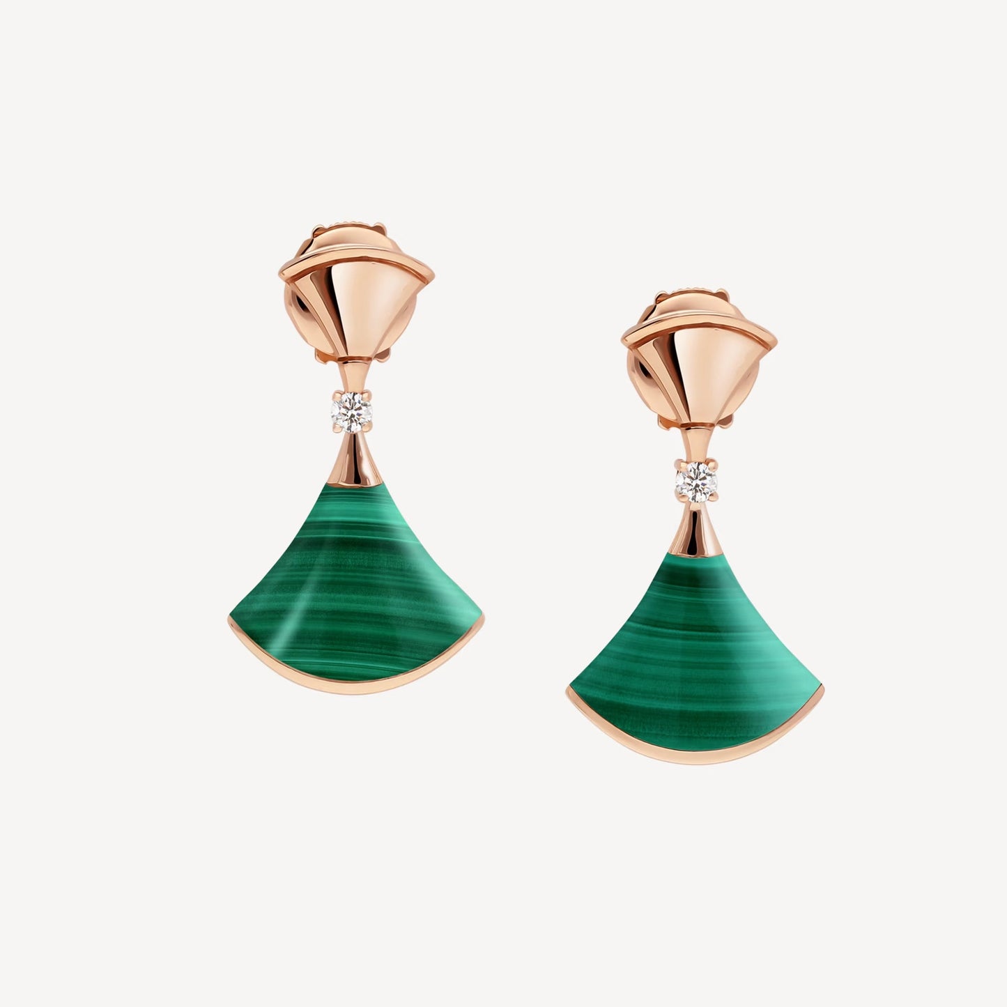 Clytia Love Divas'Dream Earring,925 Silver,18k Gold Plated,Green Agate