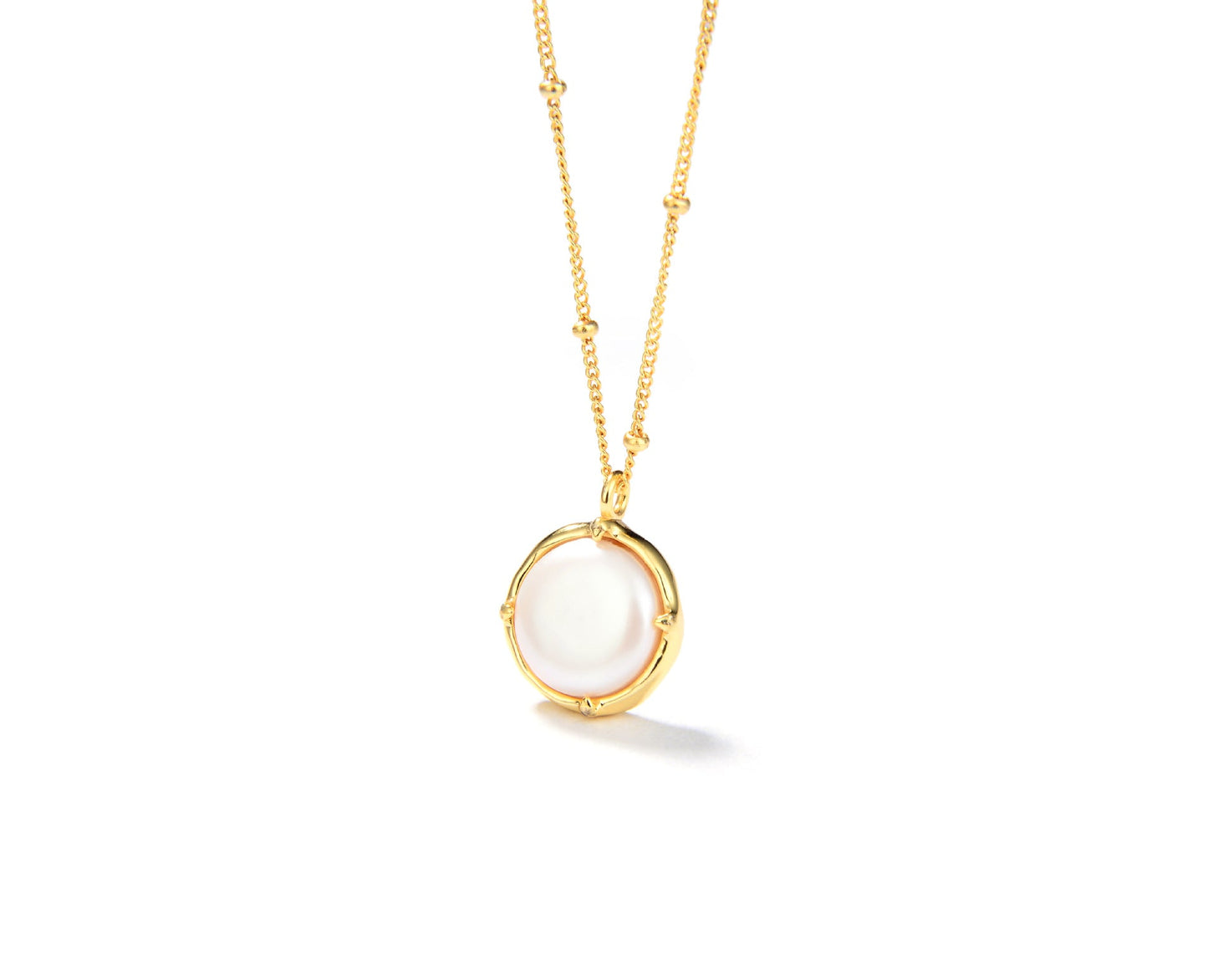 Baroque Button Pearl Necklace,925 Silver, 18k Gold Plated