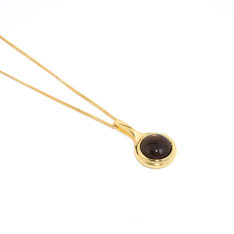 Clytia Love Natural Tea Crystal Long Necklace,925 Silver, 18k Gold Plated