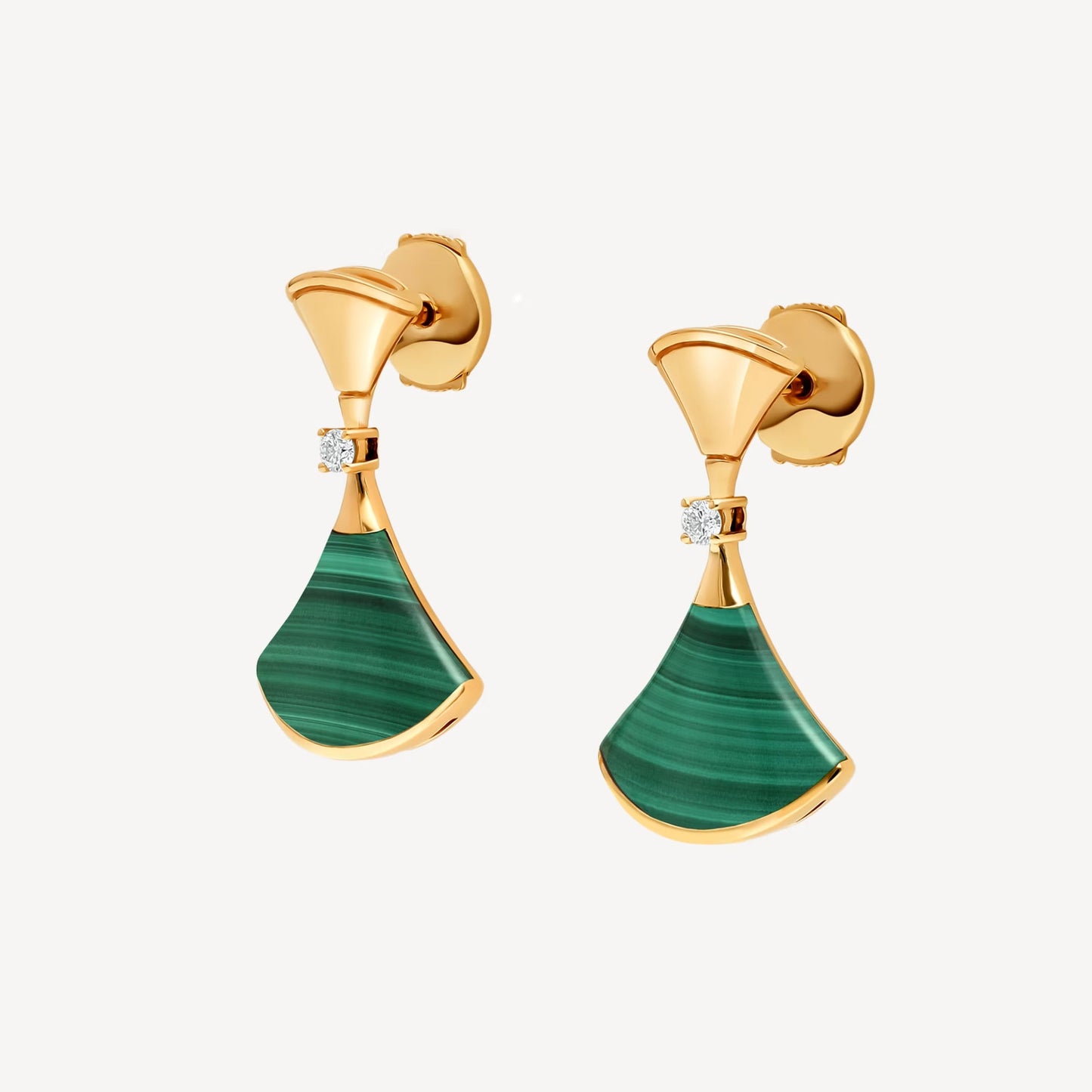 Clytia Love Divas'Dream Earring,925 Silver,18k Yellow Gold Plated,Green Agate