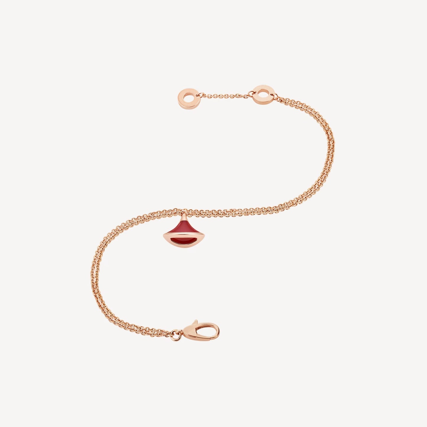 Divas' Dream Armband – 925 Silver, 18k Roséguldspläterad, Röd Agat