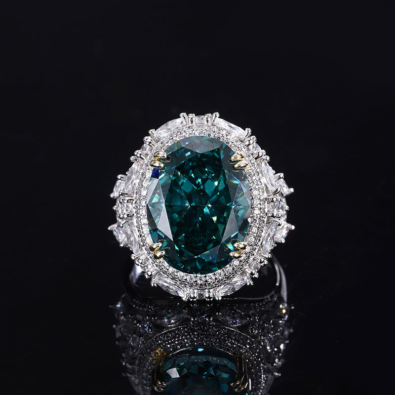 High Carbon Diamond Engagement Ring, 925 Silver with Cubic Zirconia