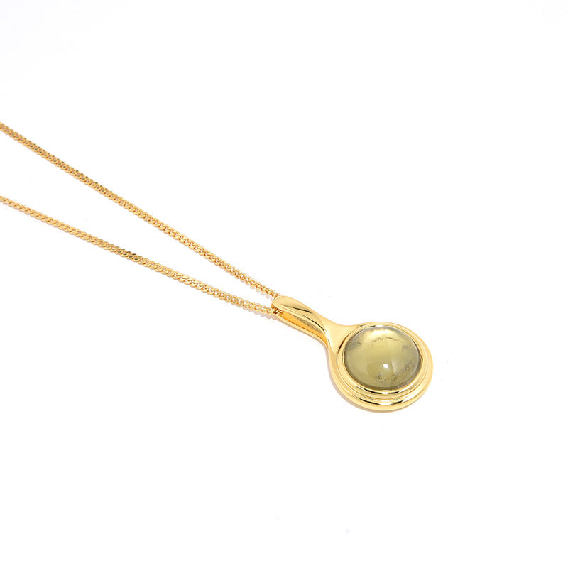 Clytia Love Natural Grape Stone Long Necklace,925 Silver, 18k Gold Plated