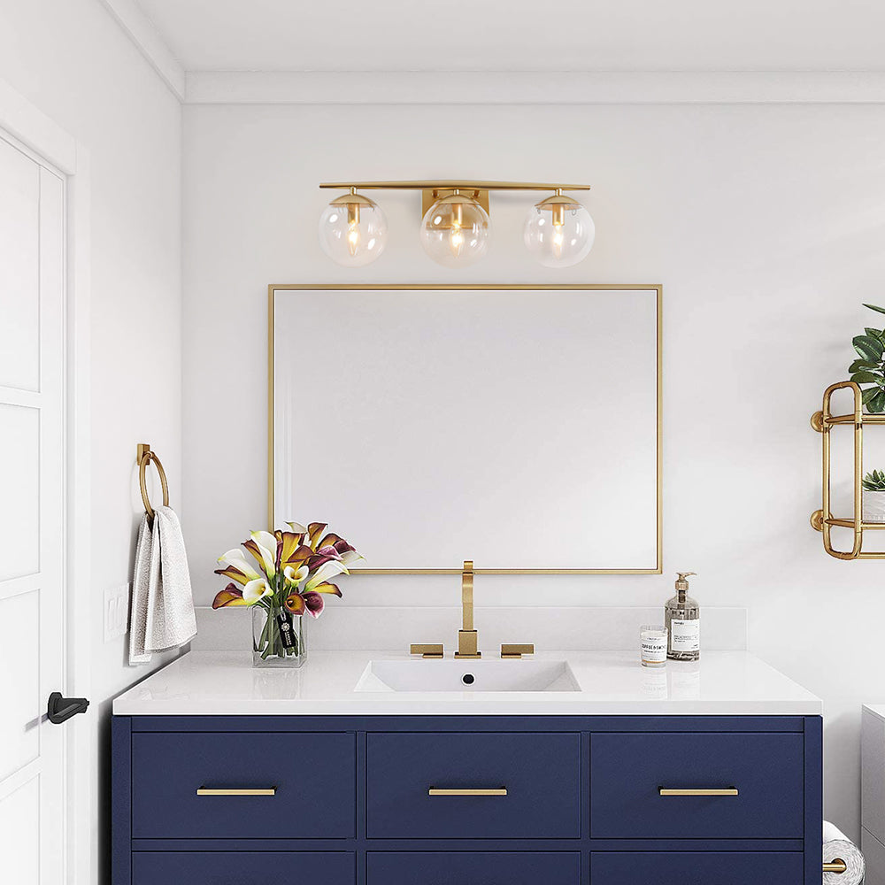 Lámpara de tocador minimalista de 3 luces doradas regulables