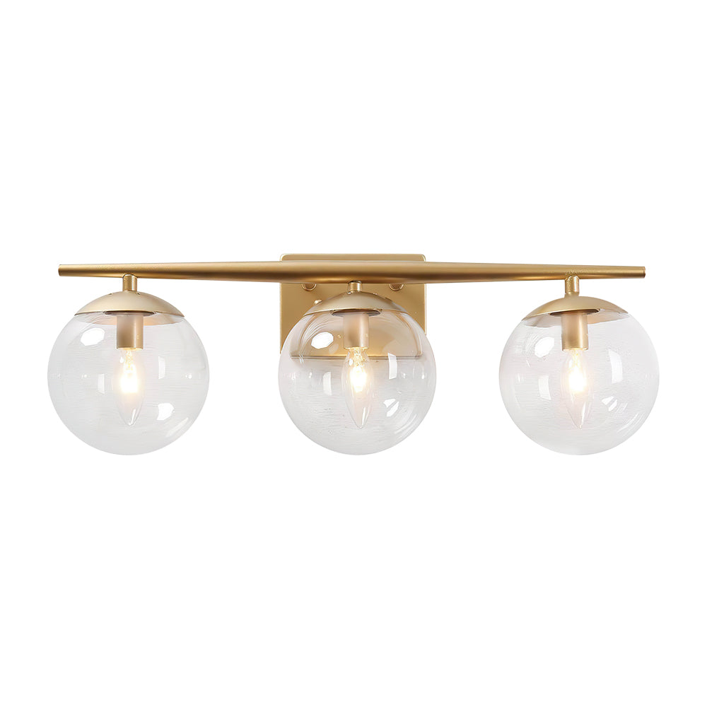 Lámpara de tocador minimalista de 3 luces doradas regulables