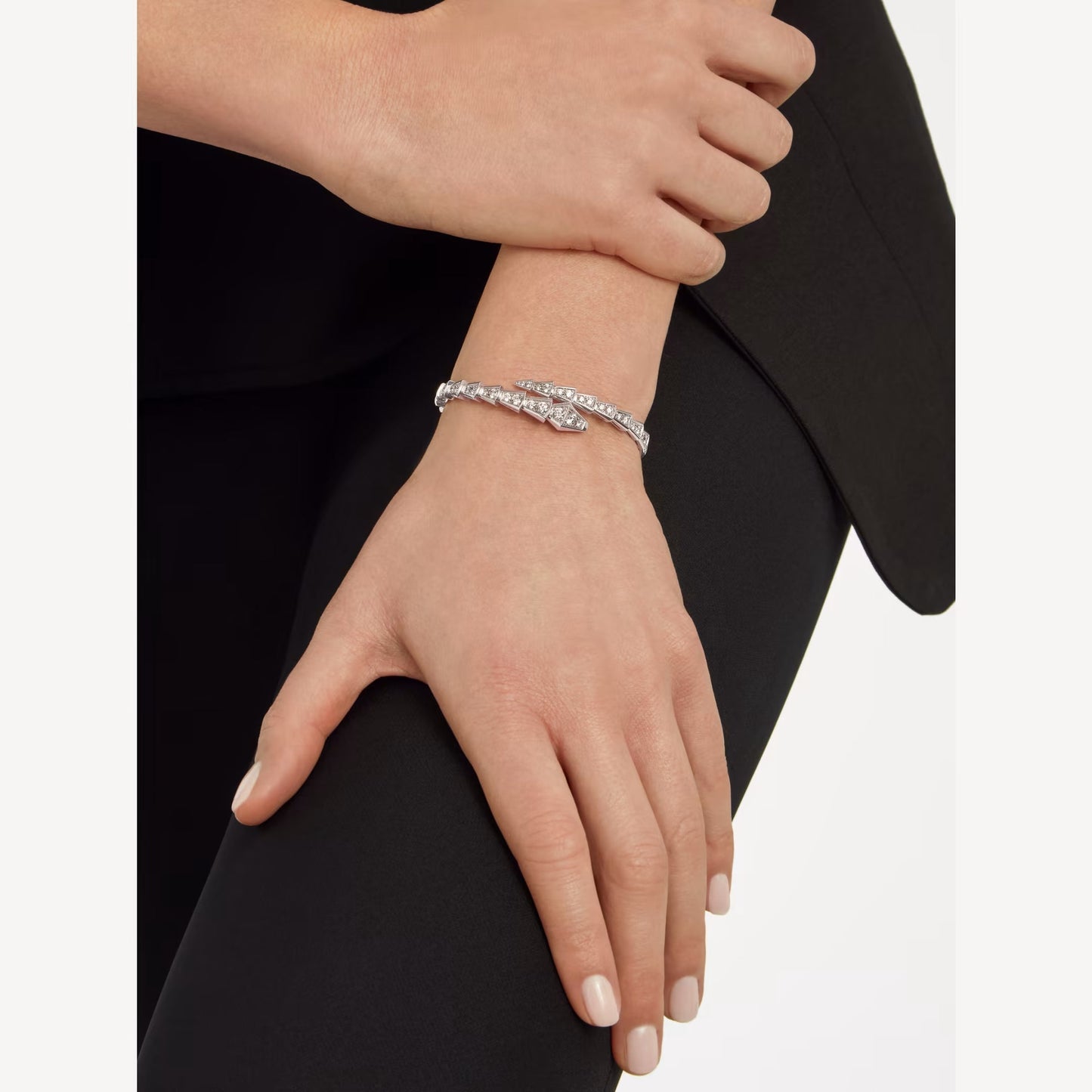 Serpenti Bracelet – 18k White Gold Plated, Cubic Zircon Paved