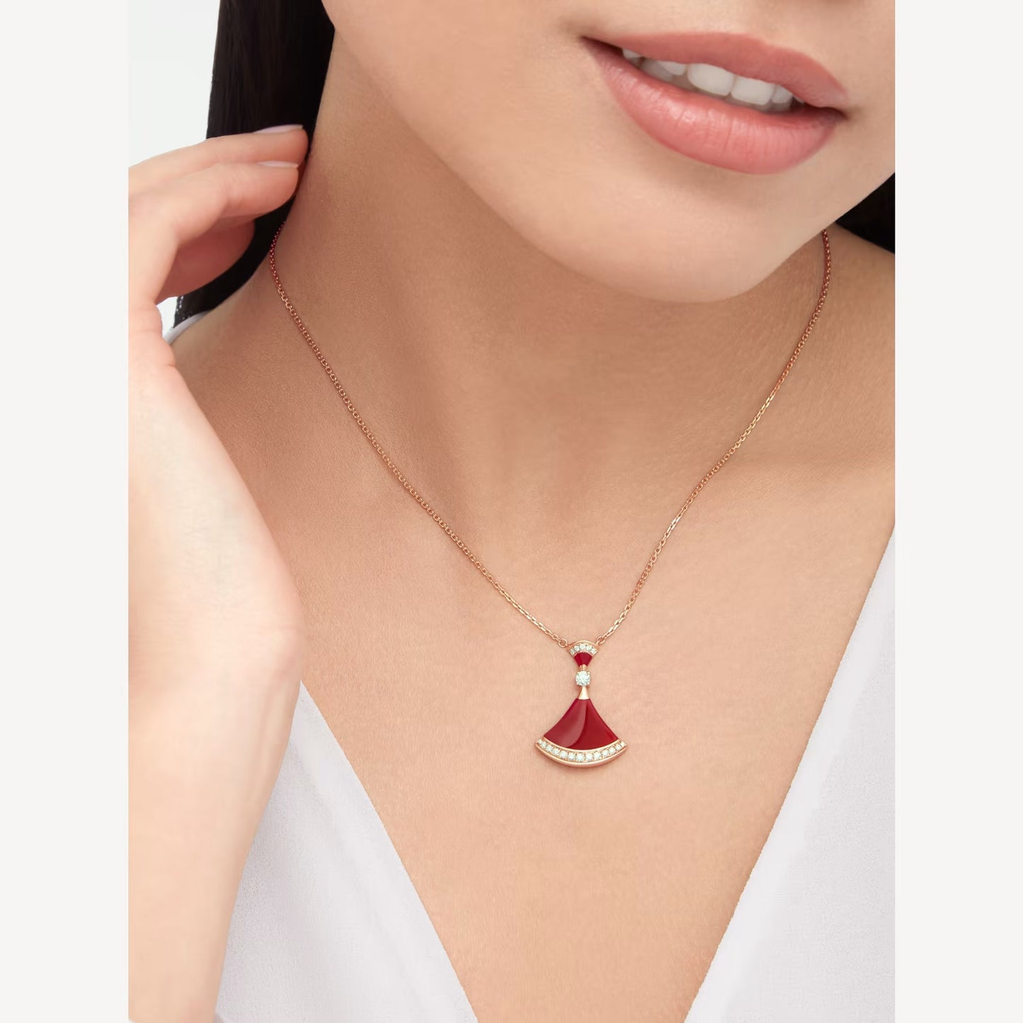 Divas’ Dream Necklace, 925 Silver, 18K Gold Plated, Red Agate