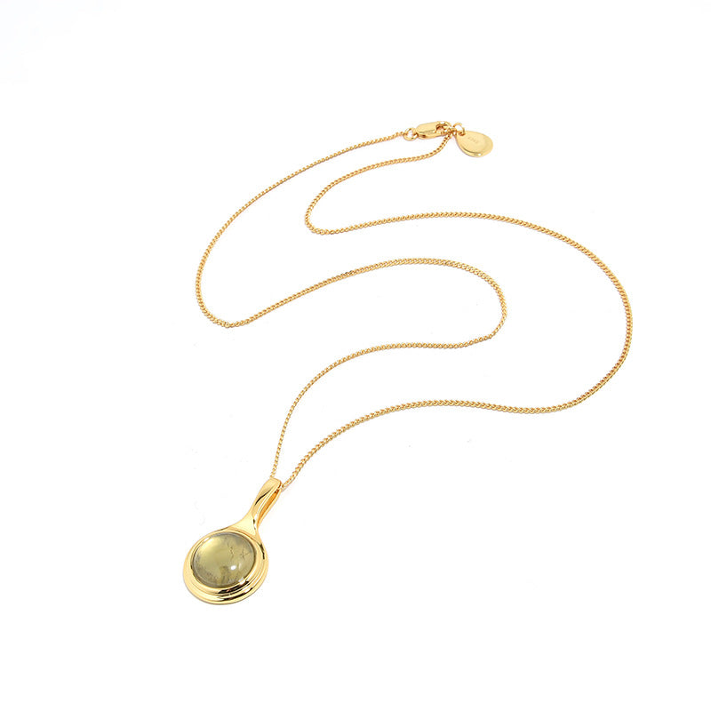 Clytia Love Natural Grape Stone Long Necklace,925 Silver, 18k Gold Plated