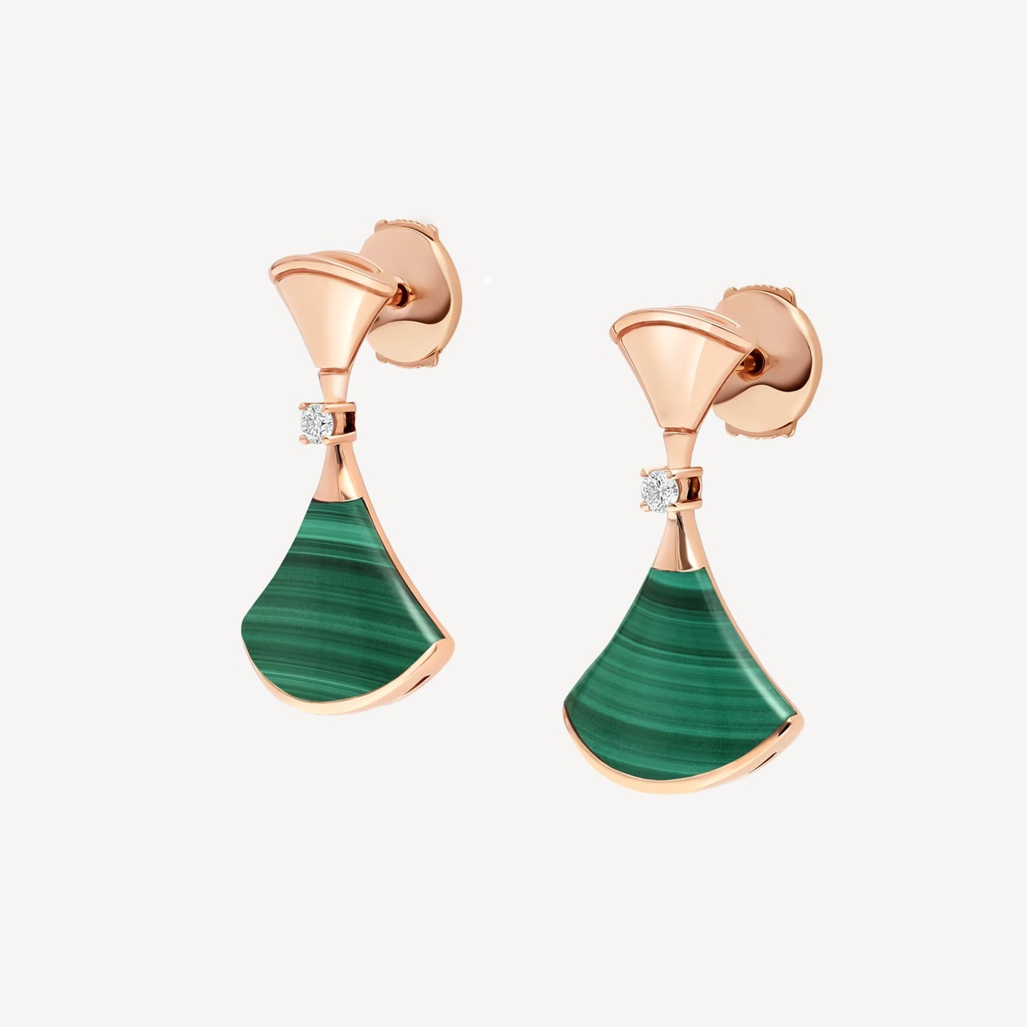 Clytia Love Divas'Dream Earring,925 Silver,18k Gold Plated,Green Agate