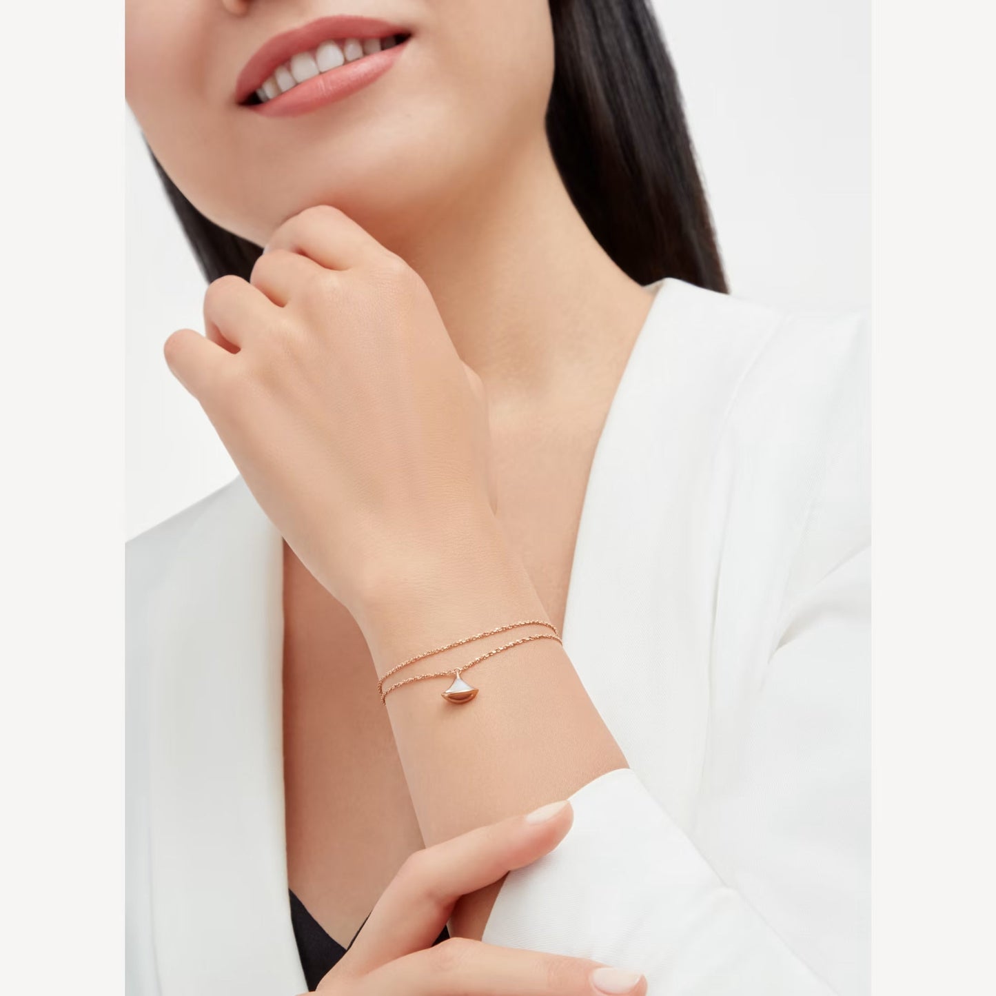 Divas' Dream Bracelet – 925 Silver, 18k Rose Gold Plated, Mother of Pearl