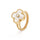 Anillo de hoja de trébol, plata 925, chapado en oro de 18K