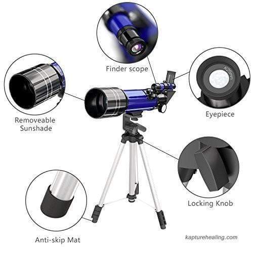 Ruimtetelescoop Pro voor Beginners Uitgerust met 150X vergroting en 3X Barlow-lens Blauw