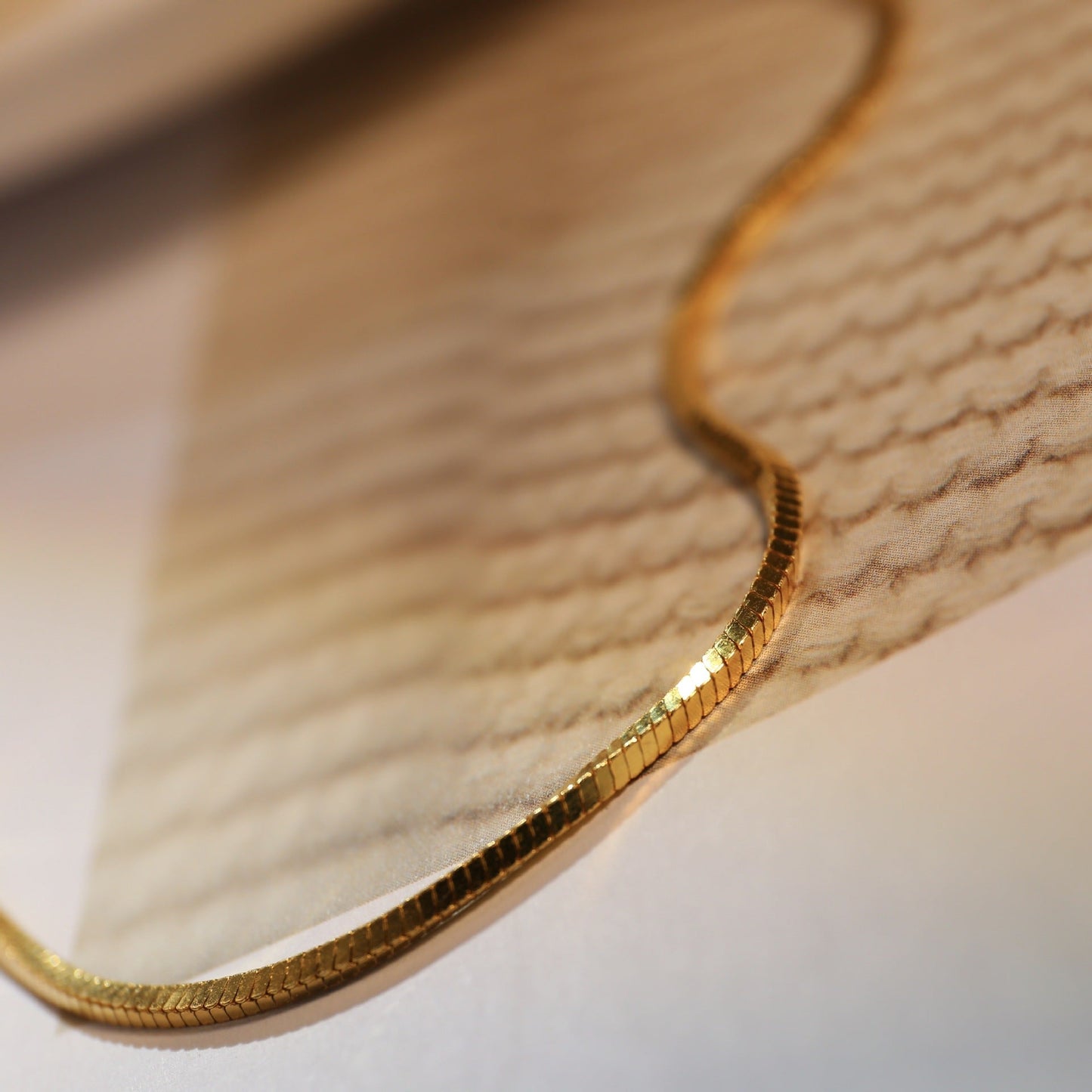 Clytia Love Square Snake Chain Necklace,925 Silver, 18k Gold Plated
