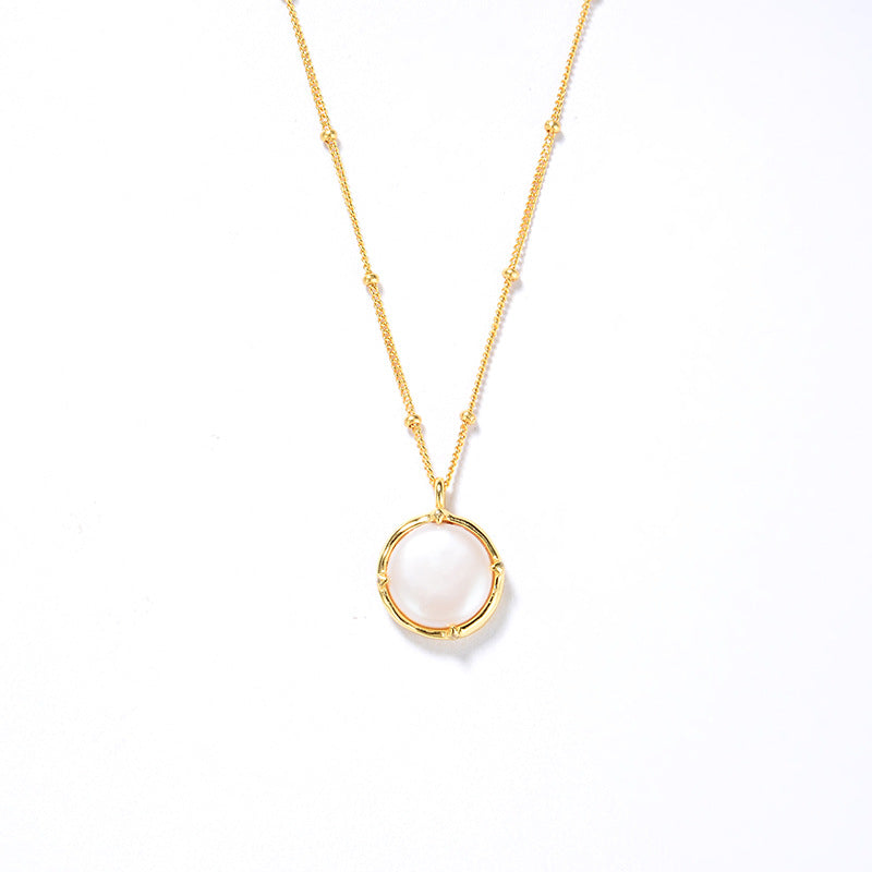 Baroque Button Pearl Necklace,925 Silver, 18k Gold Plated