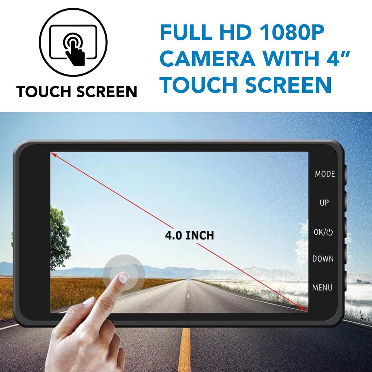 Wireless Front and Rear Dash Cam – 1080P HD Dashboard Camera for Cars with Night Vision, Motion Detection & G-Sensor | 170° Wide Angle, 4" IPS Screen