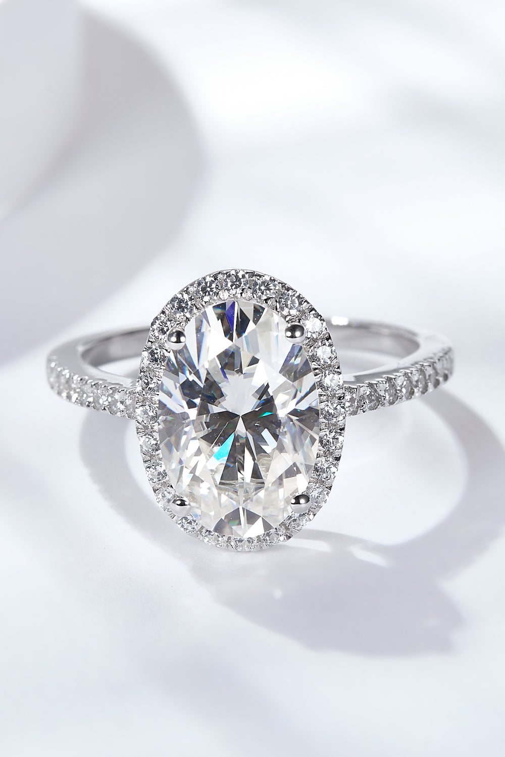 Halo Glow 4.5 Carat Moissanite Silver Ring