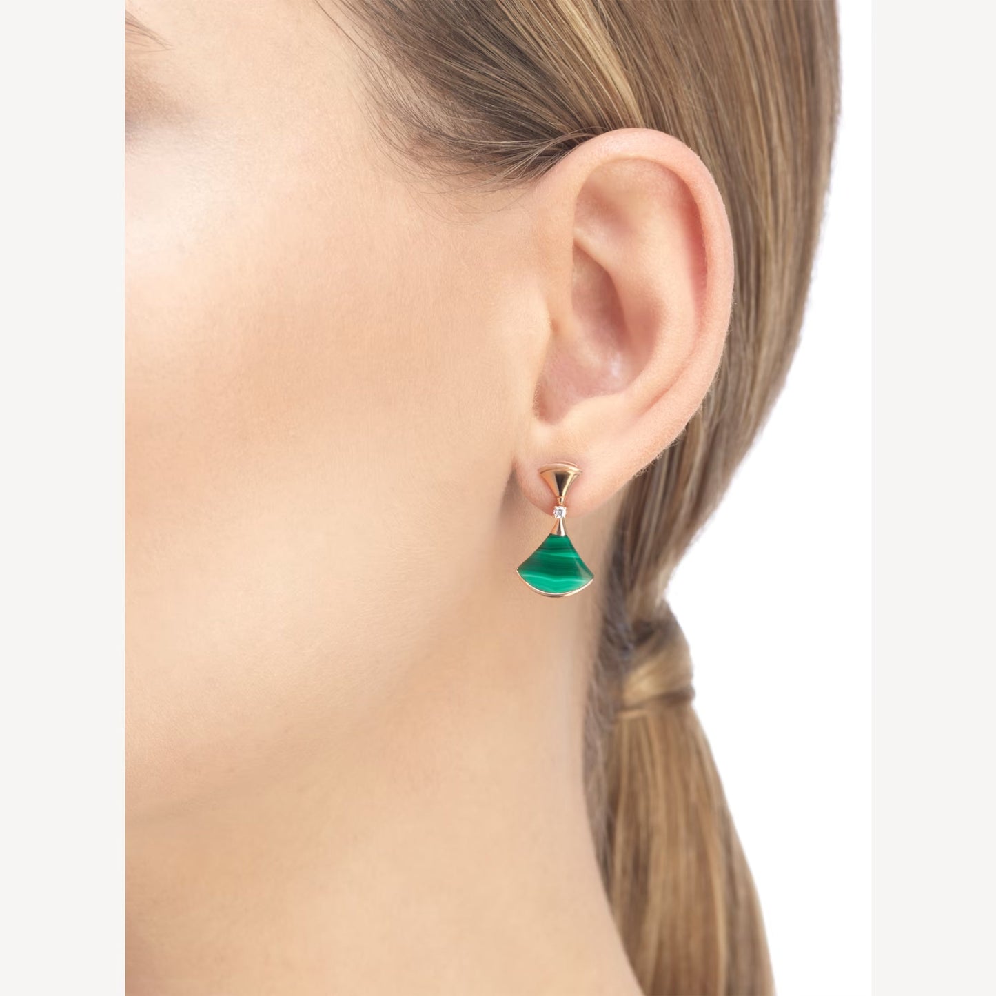 Clytia Love Divas'Dream Earring,925 Silver,18k Gold Plated,Green Agate