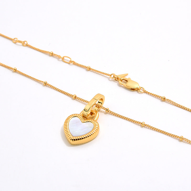 Heart Reversible Pendant Necklace, 925 Silver, 18k Gold Plated,Red Onyx And White Mother-Of-Pearl