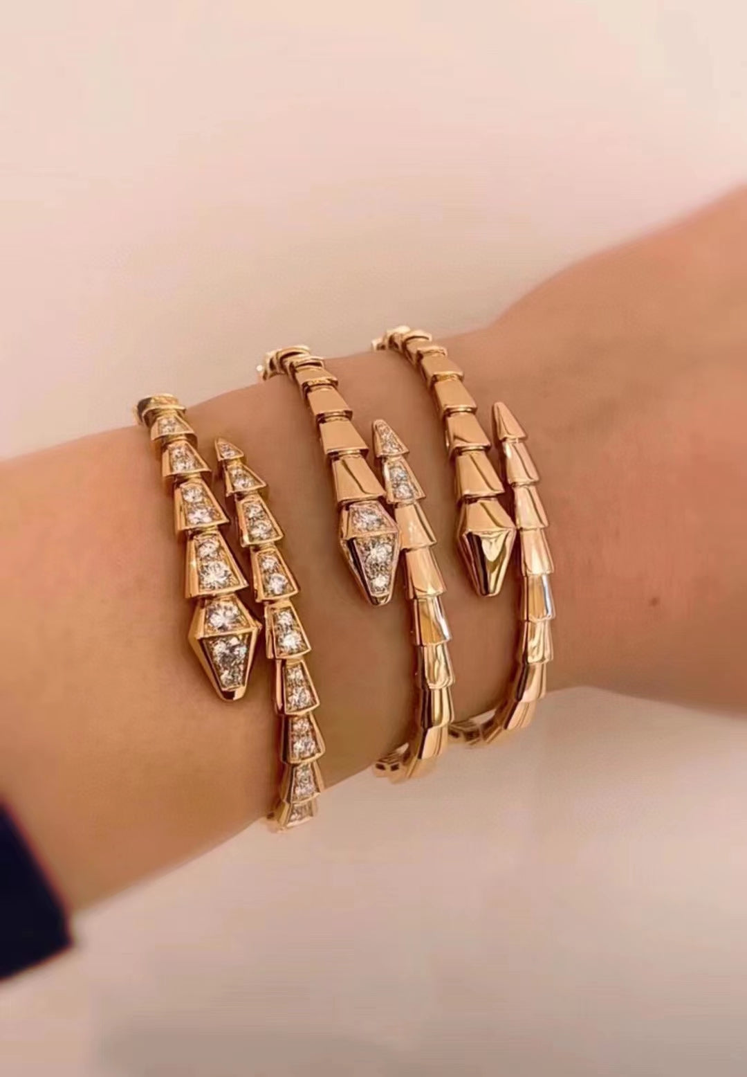 Serpenti Bracelet – 18k Rose Gold Plated, Cubic Zircon Paved