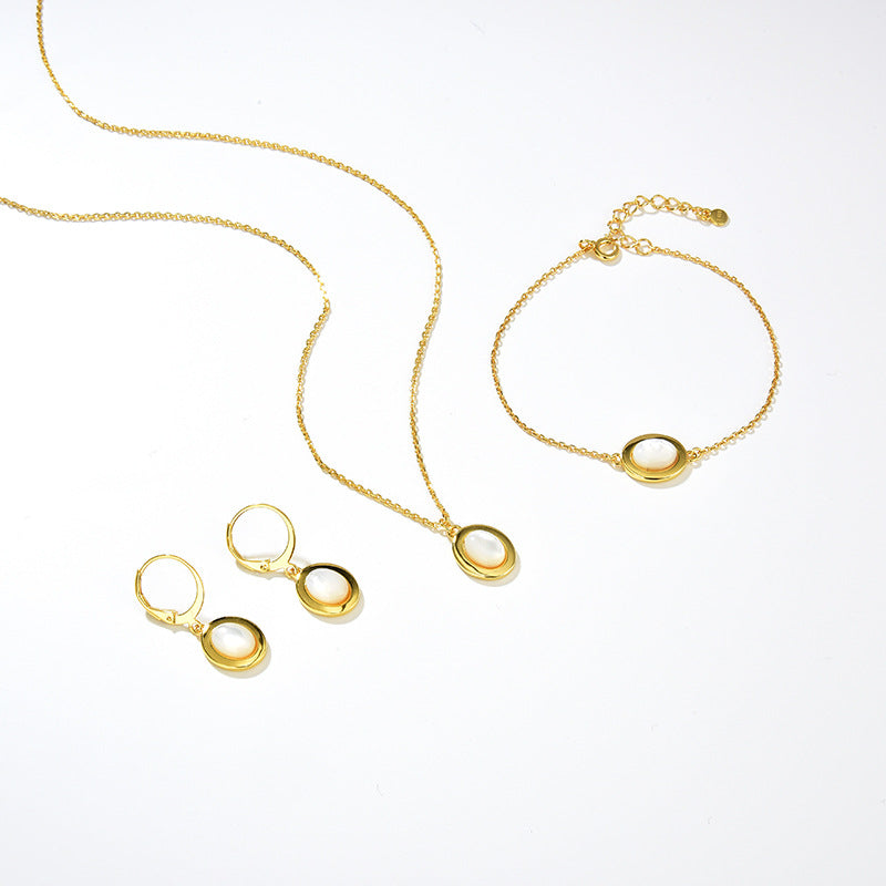 Natuurlijke Maansteen Ketting, 925 Zilver, 18K Goud Verguld