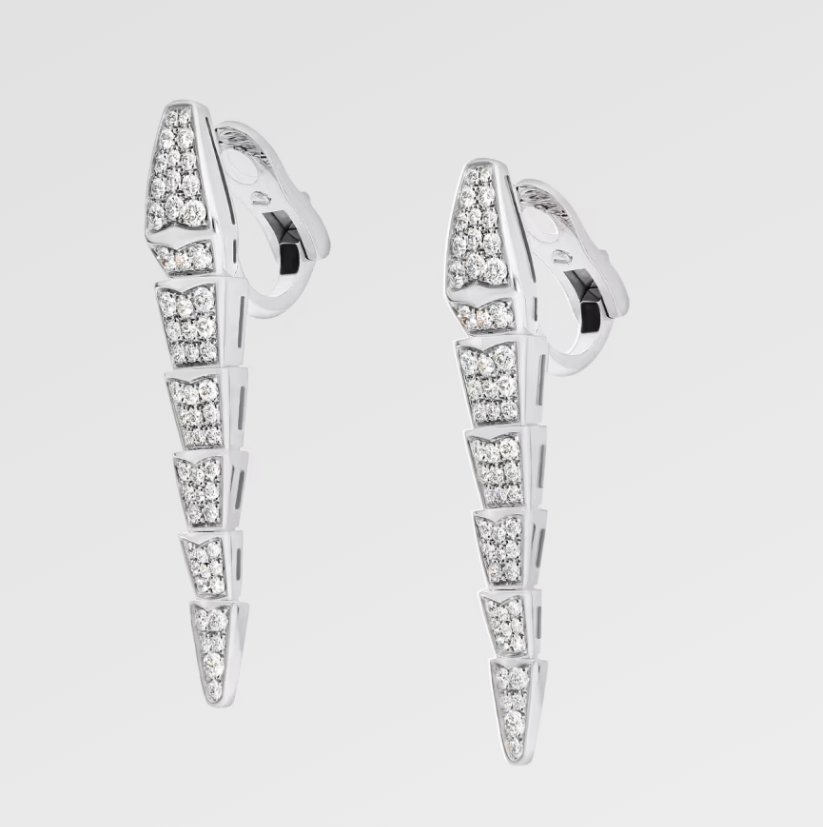 Clytia Love Serpenti viper earrings,925 Silver,18k White Gold Plated,Cubic Zircon Paved