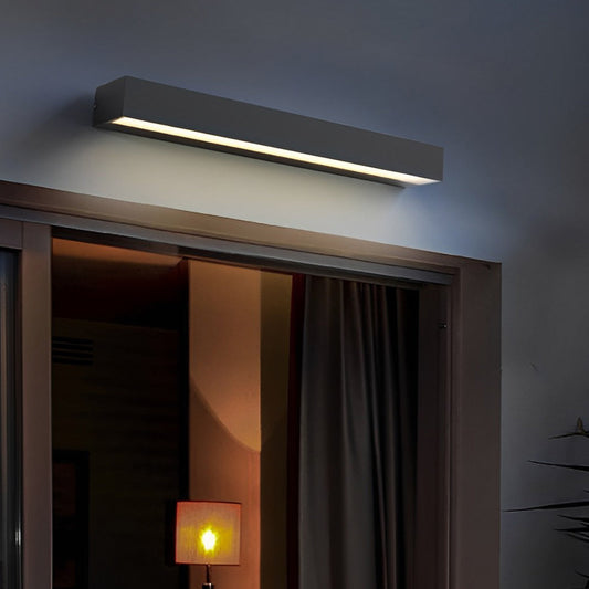 Luz de pared exterior moderna negra impermeable LED de tira simple