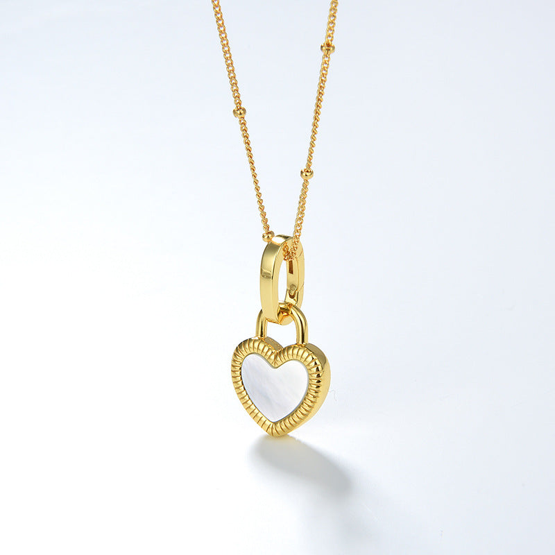 Heart Reversible Pendant Necklace, 925 Silver, 18k Gold Plated,Red Onyx And White Mother-Of-Pearl