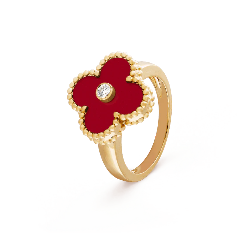 Clover Leaf Ring,925 Silver, 18k Gold Plated