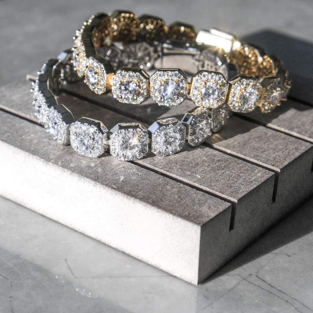 Clustered Tennis Bracelet in White Gold -10mm