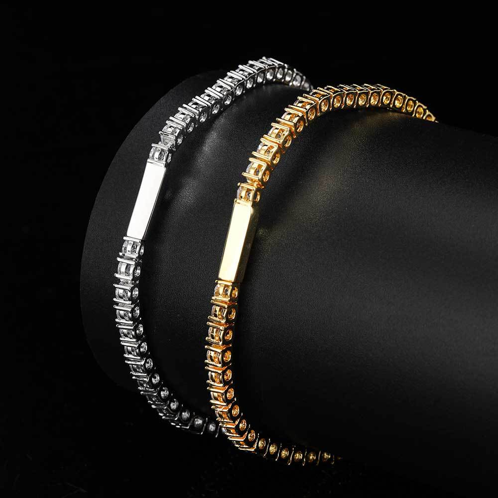 Round Cut Tennis Bracelet – White Gold, 3mm
