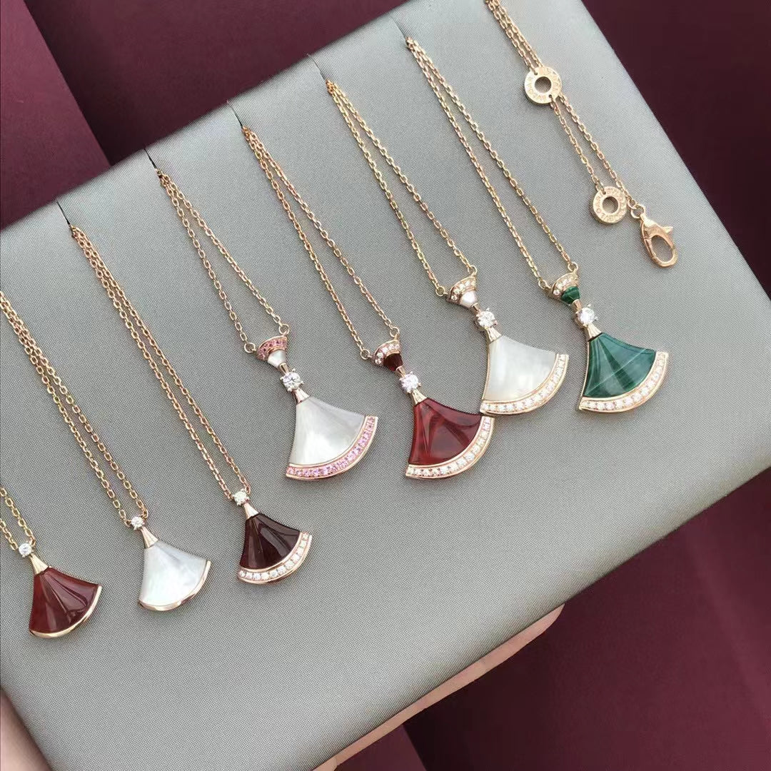 Divas’ Dream Necklace, 925 Silver, 18K Gold Plated, Green Agate