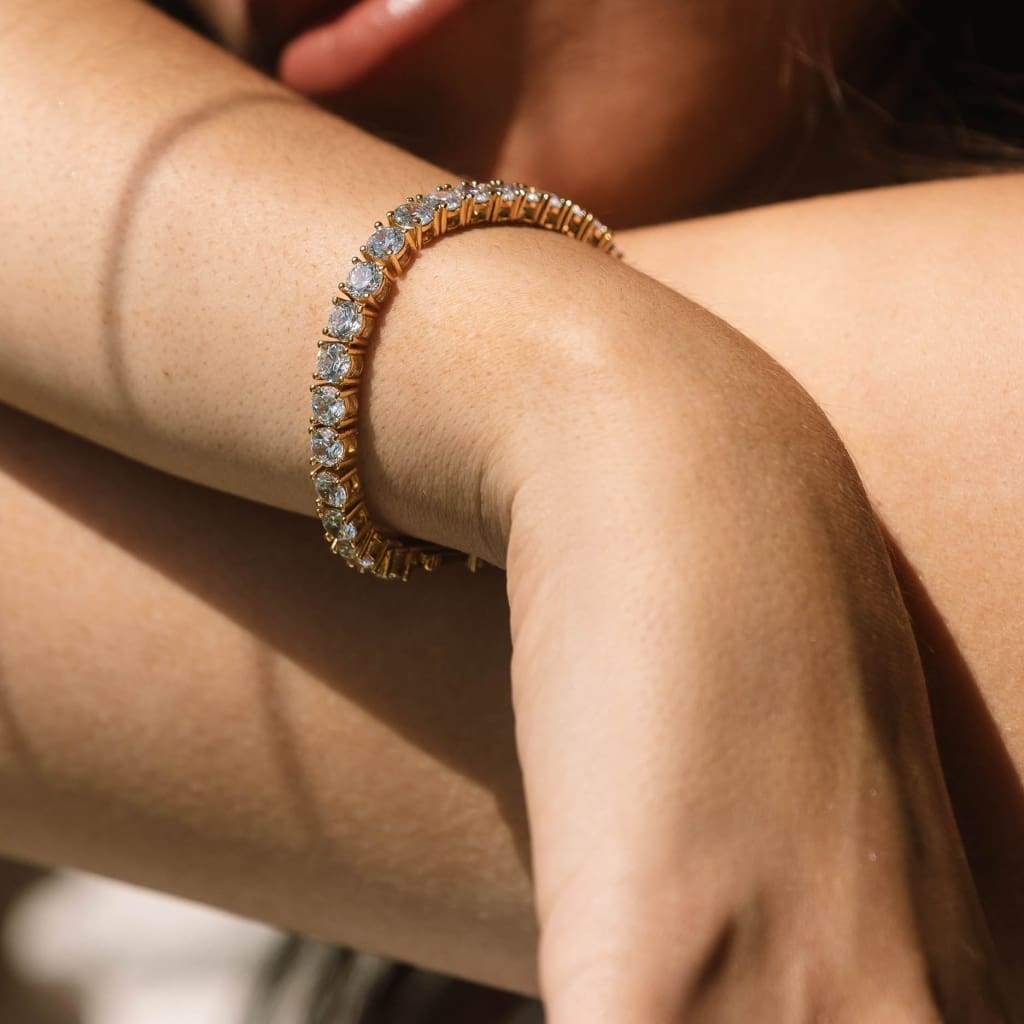 Pulsera de tenis con corte redondo – Oro amarillo, 5mm