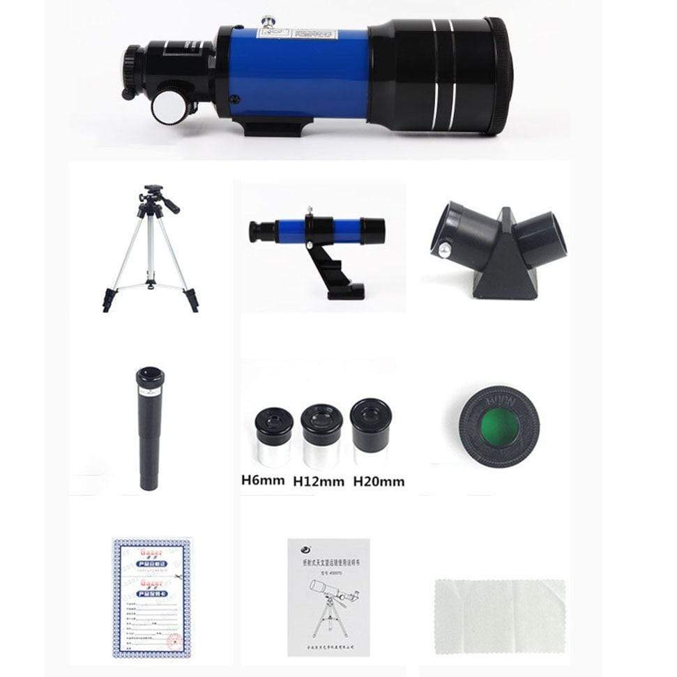 Ruimtetelescoop Pro voor Beginners Uitgerust met 150X vergroting en 3X Barlow-lens Blauw