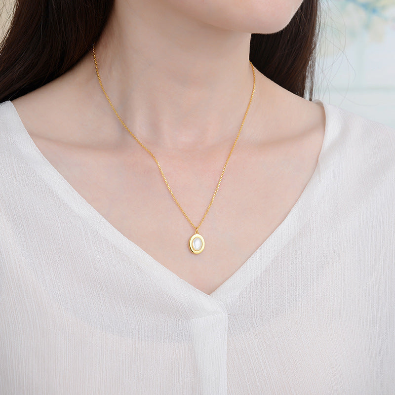 Clytia Love Natural Moonstone Necklace,925 Silver, 18k Gold Plated
